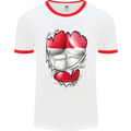 Gym The Austrian Flag Ripped Muscles Austia Mens White Ringer T-Shirt White/Red