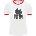 A Horse and Dogs Equestrian Riding Rider Mens White Ringer T-Shirt White/Red