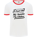 My Auntie is Older 30th 40th 50th Birthday Mens White Ringer T-Shirt White/Red