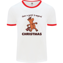 Gingerbread Man Unicorn Christmas Mens White Ringer T-Shirt White/Red
