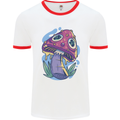 Trippy Magic Mushroom LSD Mens Ringer T-Shirt White/Red