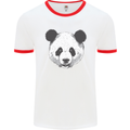 A Panda Bear Face Mens White Ringer T-Shirt White/Red