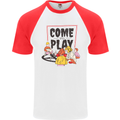 Come to Play Lets Summon Demons Ouija Board Mens S/S Baseball T-Shirt White/Red