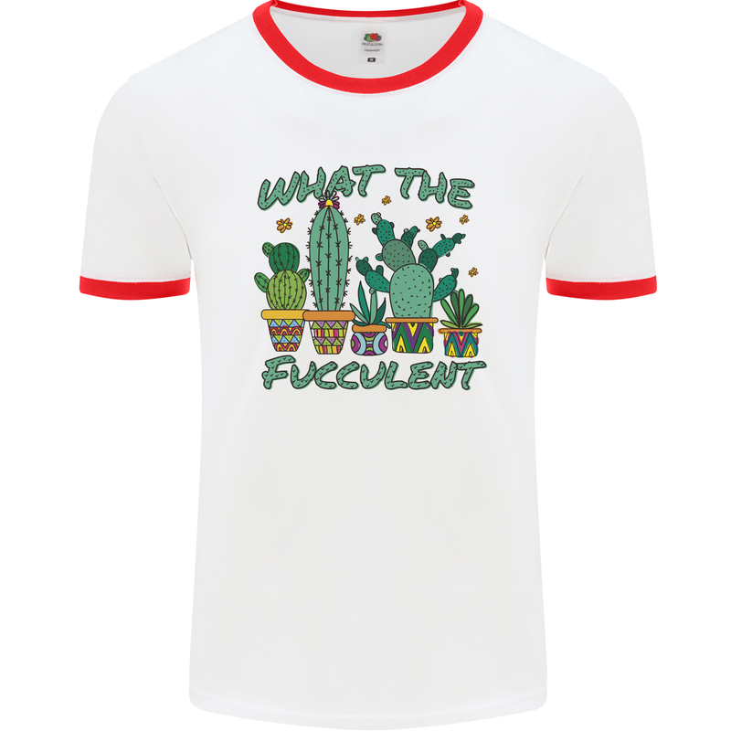 Gardening Fucculent Funny Plant Botanist Mens White Ringer T-Shirt White/Red