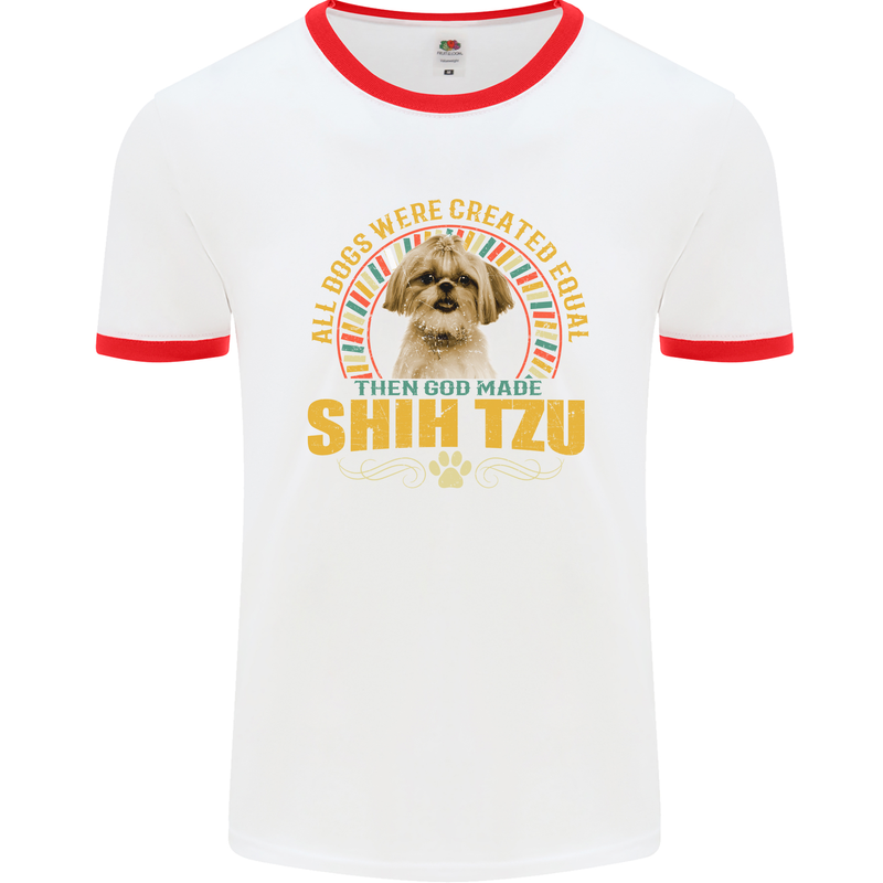 A Shih Tzu Dog Mens Ringer T-Shirt White/Red