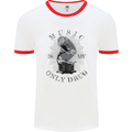 Music Is My Only Drug Funny DJ Vinyl Decks Mens White Ringer T-Shirt White/Red