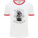 Music Is My Only Drug Funny DJ Vinyl Decks Mens White Ringer T-Shirt White/Red