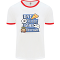 Gaming Eat Sleep Game Respawn Gamer Arcade Mens White Ringer T-Shirt White/Red