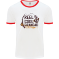 Reel Cool Grandad Funny Fishing Fisherman Mens White Ringer T-Shirt White/Red