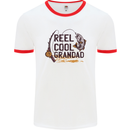 Reel Cool Grandad Funny Fishing Fisherman Mens White Ringer T-Shirt White/Red