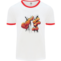 Frog Hand Scrunching Material Mens Ringer T-Shirt White/Red
