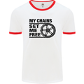 My Chains Set Me Free Cycling Cyclist Bike Mens White Ringer T-Shirt White/Red