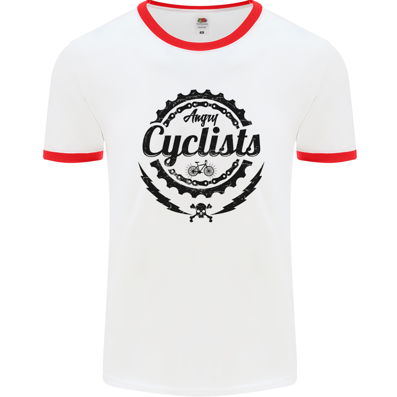 Angry Cyclist Cyclist Funny Bicycle Bike Mens White Ringer T-Shirt White/Red