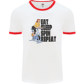 Spinning Eat Sleep Spin Repeat Cycling Mens White Ringer T-Shirt White/Red