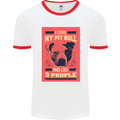 I Love My Pitbull & 3 People Funny Mens White Ringer T-Shirt White/Red