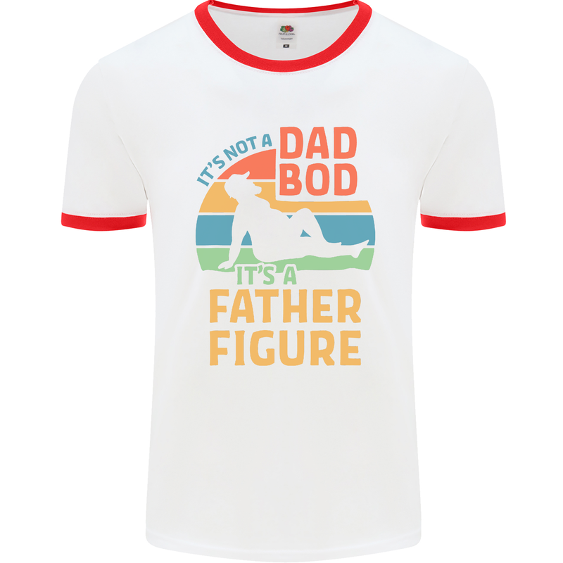 Father's Day Dad Bod It's a Father Figure Mens White Ringer T-Shirt White/Red