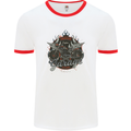 American Custom Garage Biker Motorcycle Mens White Ringer T-Shirt White/Red