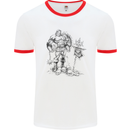 Viking Warior Skull Thor Odin Valhalla MMA Mens White Ringer T-Shirt White/Red