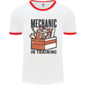 Mechanic in Training Funny Mens White Ringer T-Shirt White/Red