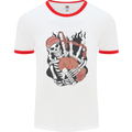 Bagpipes Skeleton Mens Ringer T-Shirt White/Red