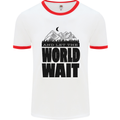 Mountain World Wait Hiking Trekking Walking Mens White Ringer T-Shirt White/Red