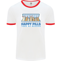 Bunny Rabbit Happy Pills Antidepressant Mens Ringer T-Shirt White/Red