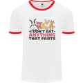 Anything That Farts Funny Vegan Vegetarian Mens Ringer T-Shirt White/Red