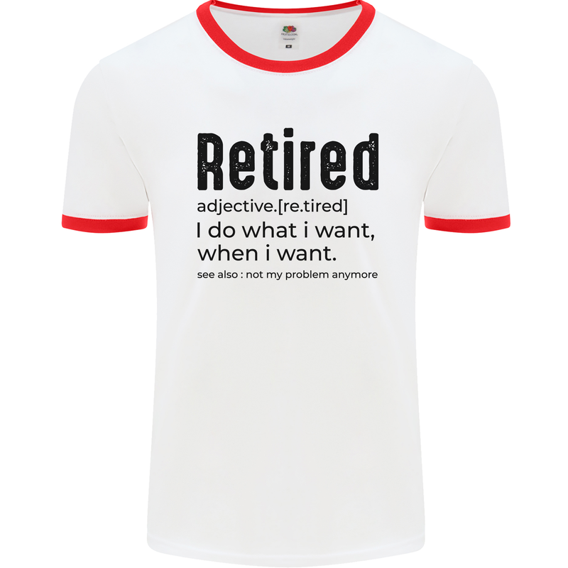 Retired Definition Funny Retirement Mens White Ringer T-Shirt White/Red
