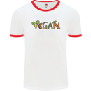 Vegan Vegetables Mens White Ringer T-Shirt White/Red