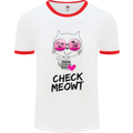 Check Meowt Mens White Ringer T-Shirt White/Red