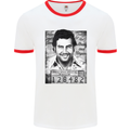 Pablo Escobar Mug Shot Mens White Ringer T-Shirt White/Red