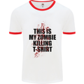 This Is My Zombie Killing Halloween Horror Mens White Ringer T-Shirt White/Red