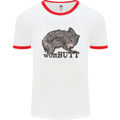 Wombutt Funny Wombat Mens White Ringer T-Shirt White/Red