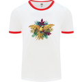 Maacaw Parrot In the Jungle Mens White Ringer T-Shirt White/Red