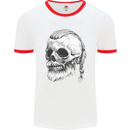 A Viking Skull Mens Ringer T-Shirt White/Red