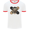 Skateboard Skull Skateboarding Mens White Ringer T-Shirt White/Red