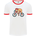 Cycling Sleeping Sloth Bicycle Cyclist Mens White Ringer T-Shirt White/Red