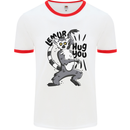 Lemur Hug You Mens Ringer T-Shirt White/Red