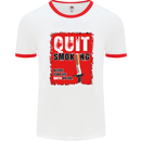 Quit Smoking Before Your Life Quits on You Mens White Ringer T-Shirt White/Red