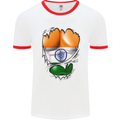 Gym The Indian Flag Ripped Muscles India Mens White Ringer T-Shirt White/Red