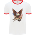 USA Eagle Flag America Patriotic July 4th Mens White Ringer T-Shirt White/Red