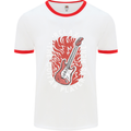 Here Comes the Guitar Player Guitarist Mens White Ringer T-Shirt White/Red