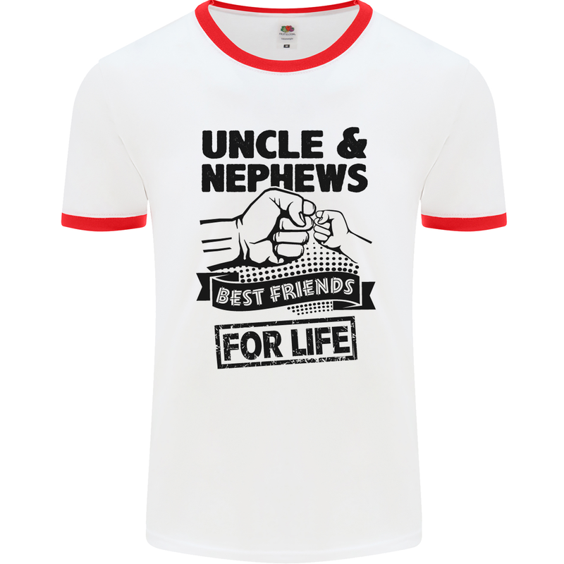 Uncle & Nephews Best Friends Day Funny Mens White Ringer T-Shirt White/Red