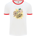 Vegan Power Funny Mens White Ringer T-Shirt White/Red