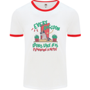 Raccoon Planning a Heist Funny Animal Mens White Ringer T-Shirt White/Red