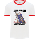 Jiu jitsu Word Cloud MMA Mixed Martial Arts Mens White Ringer T-Shirt White/Red