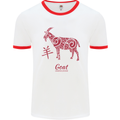 Chinese Zodiac Shengxiao Year of the Goat Mens White Ringer T-Shirt White/Red