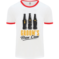 Grooms Brew Crew Beer Stag Doo Do Mens White Ringer T-Shirt White/Red