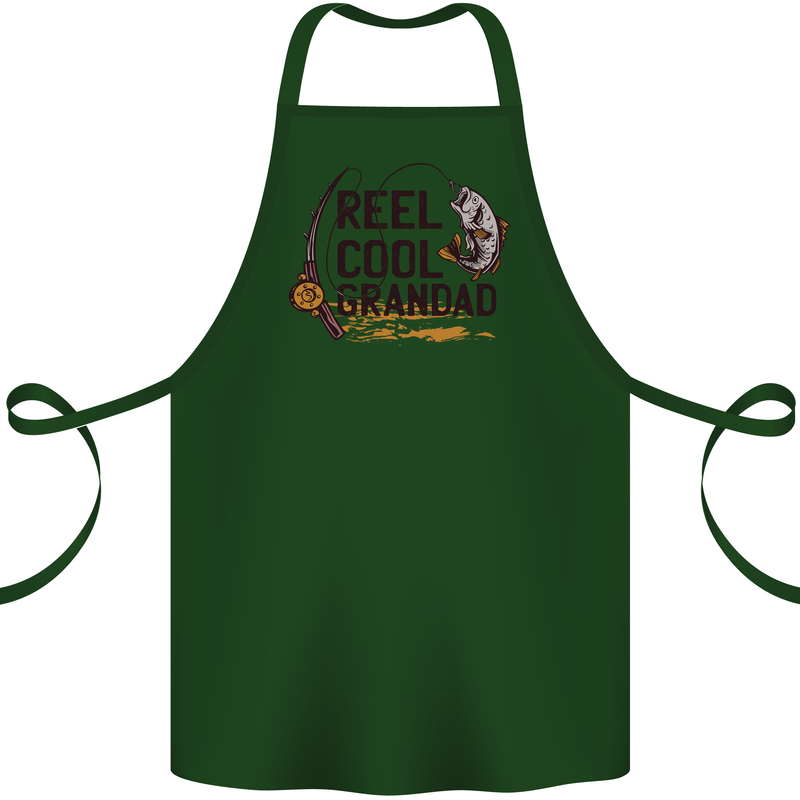 Reel Cool Grandad Funny Fishing Fisherman Cotton Apron 100% Organic Forest Green