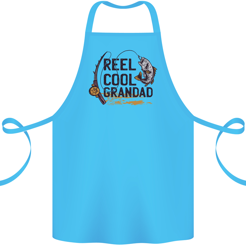 Reel Cool Grandad Funny Fishing Fisherman Cotton Apron 100% Organic Turquoise